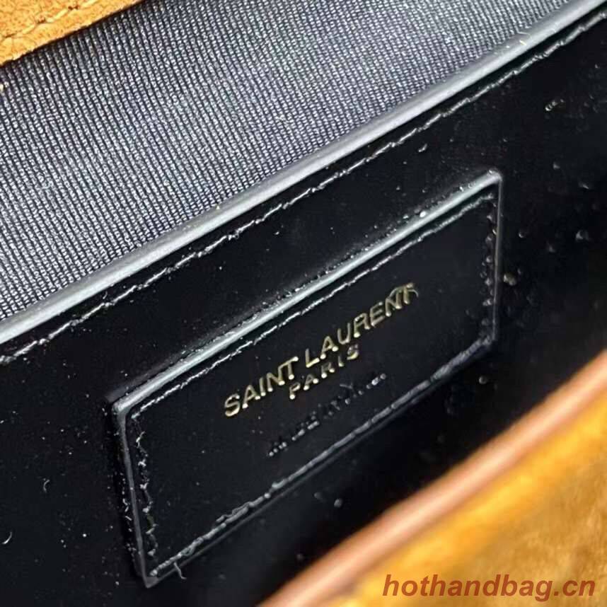 Yves Saint Laurent ENVELOPE SMALL BAG IN SUEDE AND SHEARLING 76361 brown