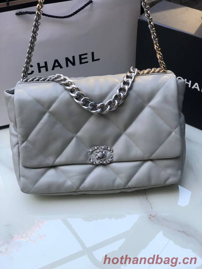 CHANEL Lambskin 19 Flap Bag AS1162 gray