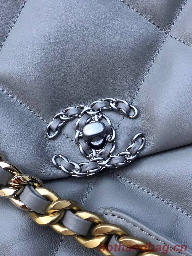 CHANEL Lambskin 19 Flap Bag AS1162 gray