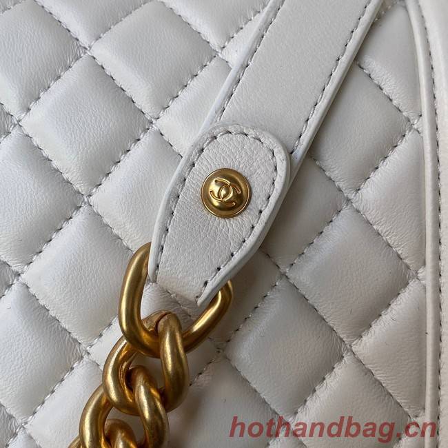 BOY CHANEL HANDBAG Gold-Tone Metal A67086 WHITE