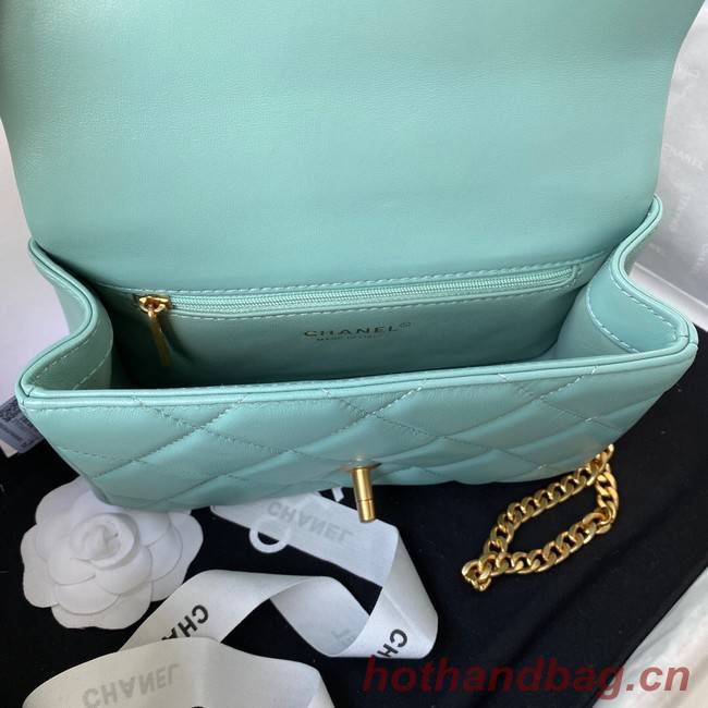 Chanel SMALL Lambskin FLAP BAG AS1792 light blue