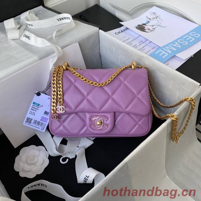 Chanel SMALL Lambskin FLAP BAG AS1792 purple