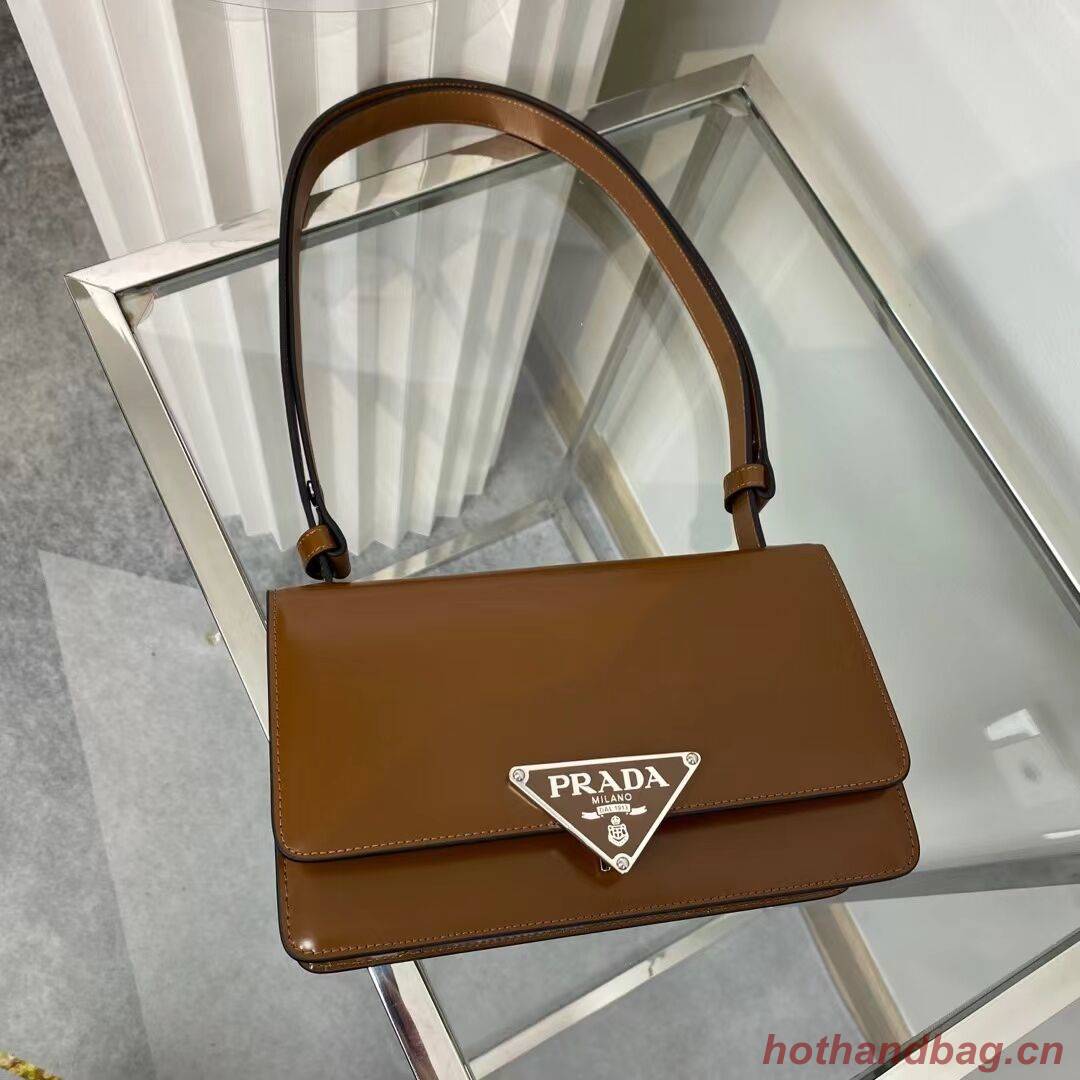 Prada Cleo brushed leather shoulder bag 1BN321 Caramel