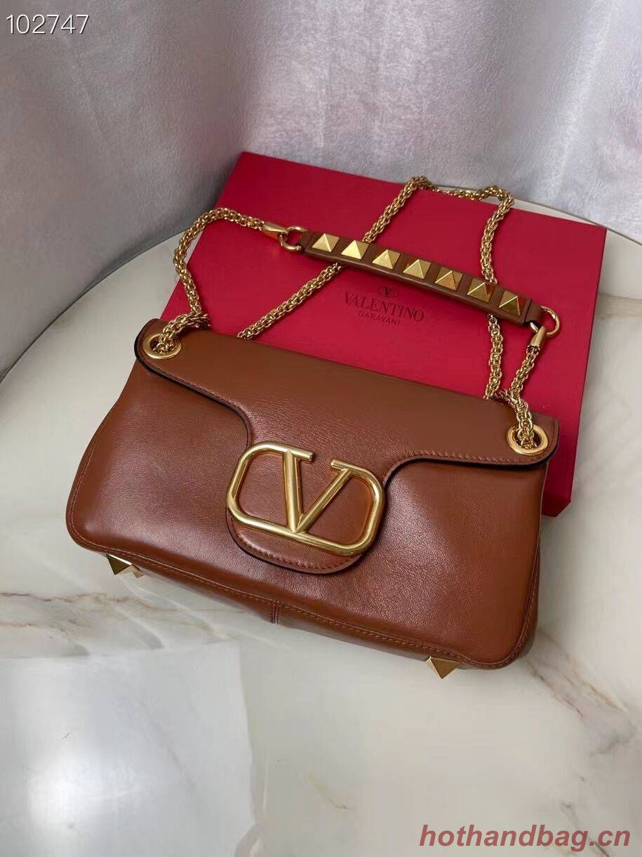 VALENTINO GARAVANI Stud Sign nappa Shoulder Bag NL098 caramel