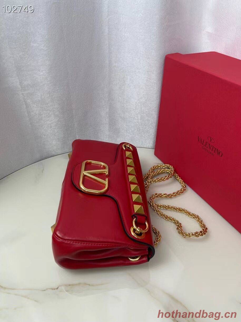 VALENTINO GARAVANI Stud Sign nappa Shoulder Bag NL098 red