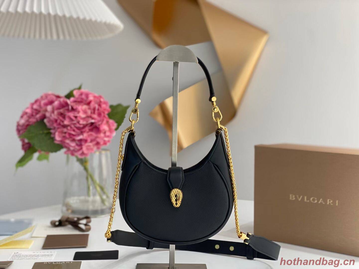 BVLGARI Shoulder Bag Calfskin Leather B281632 black