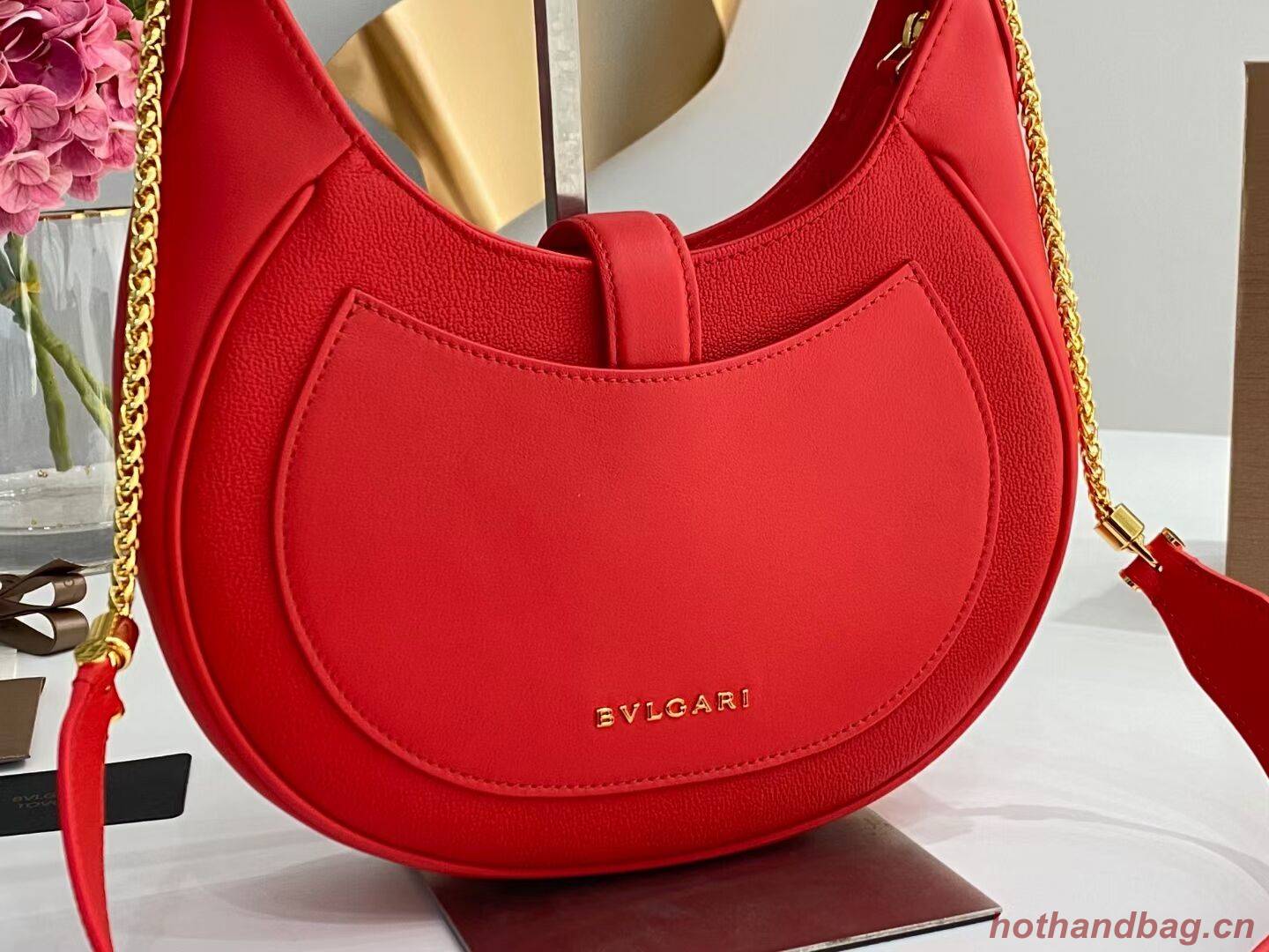 BVLGARI Shoulder Bag Calfskin Leather B281640 red