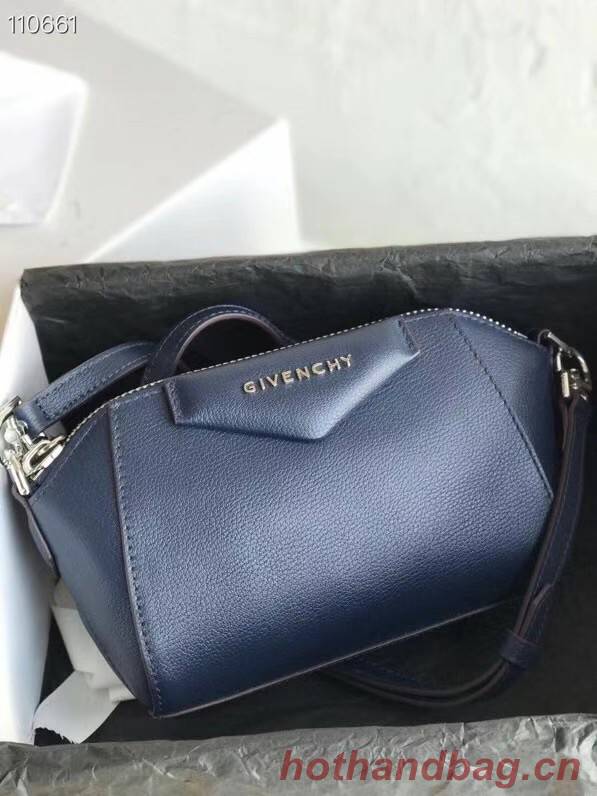 GIVENCHY Original Leather Shoulder Bag 1870 dark blue