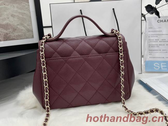 Chanel small flap bag Calfskin & Gold-Tone Metal A93749 Burgundy