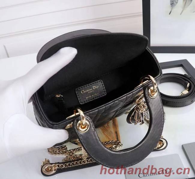 MINI LADY DIOR BAG Lambskin M0566OE black&gold