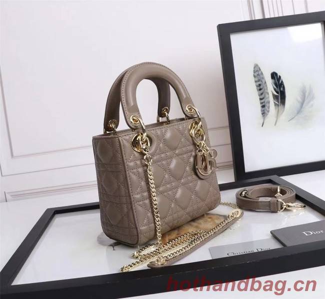 MINI LADY DIOR BAG Lambskin M0566OE dark gray