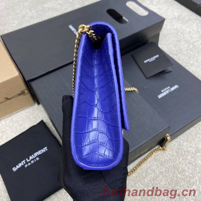 YSL KATE MEDIUM WITH TASSEL IN CROCODILE-EMBOSSED SHINY LEATHER 377829 blue