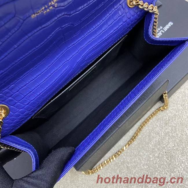 YSL KATE MEDIUM WITH TASSEL IN CROCODILE-EMBOSSED SHINY LEATHER 377829 blue