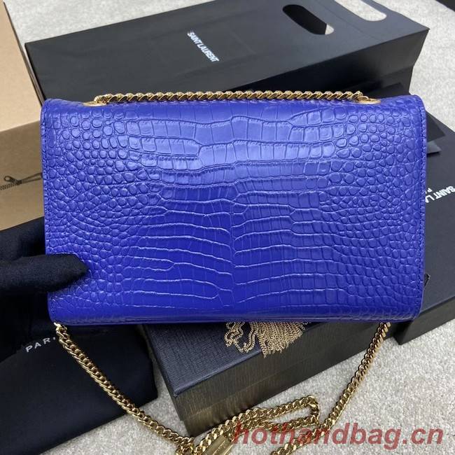 YSL KATE MEDIUM WITH TASSEL IN CROCODILE-EMBOSSED SHINY LEATHER 377829 blue