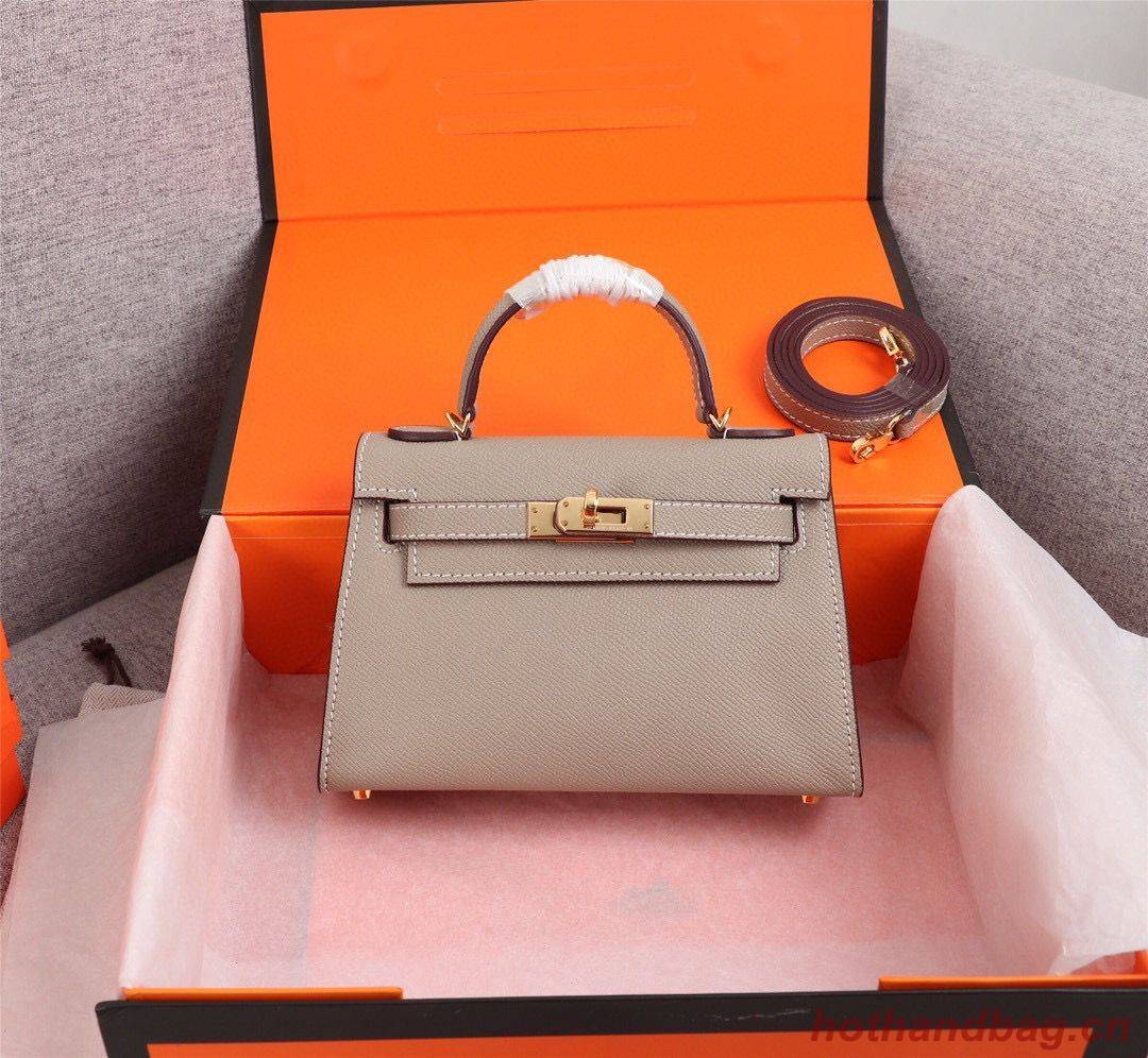 Hermes Kelly 20cm Tote Bag Original Epsom Leather KL20 Gray