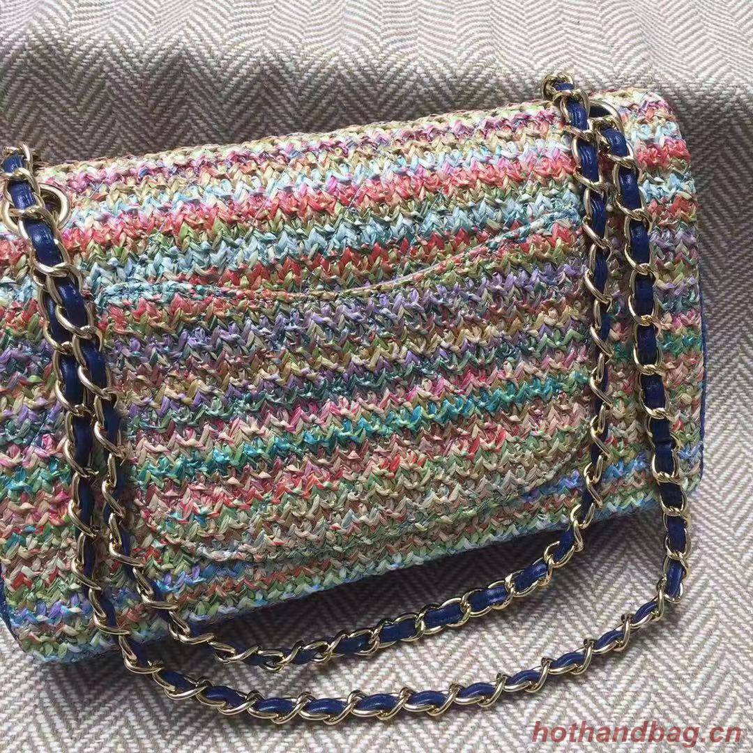 CHANEL Tweed Braided Calfskin & Gold-Tone Metal 1112 Multicolor&Blue