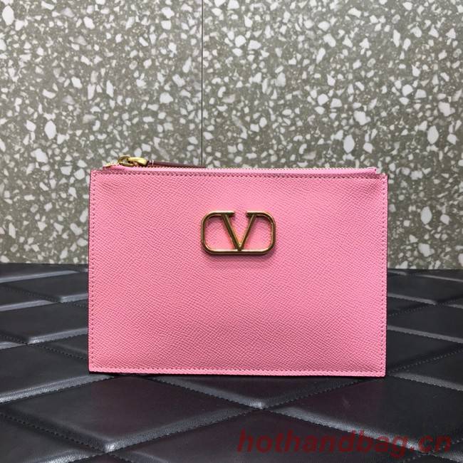 VALENTINO GARAVANI Stud Sign Grained Calfskin clutch bag 0620 pink