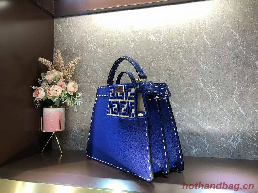 Fendi Peekaboo ISeeU MEDIUM leather bag F8637 blue