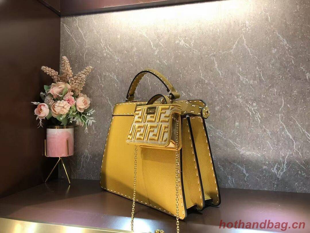 Fendi Peekaboo ISeeU MEDIUM leather bag F8637 yellow