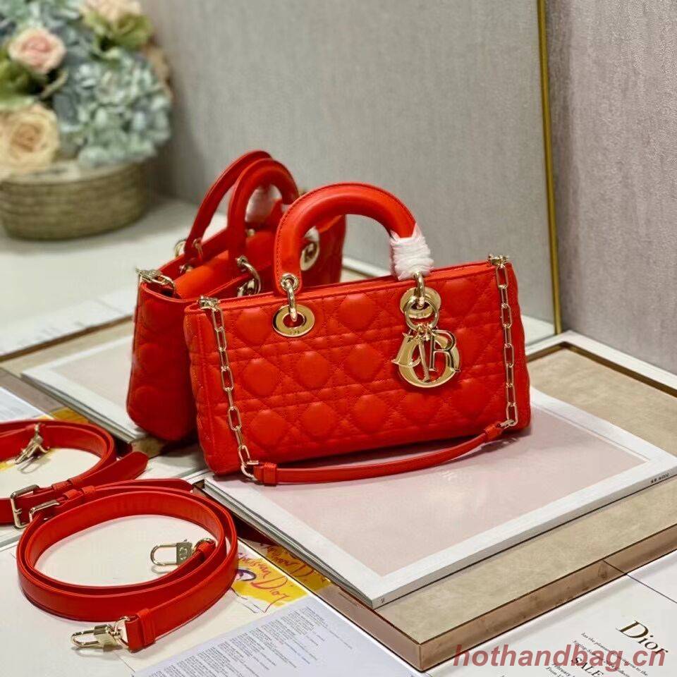 MEDIUM LADY DIOR BAG Cannage Lambskin C2820 red orange