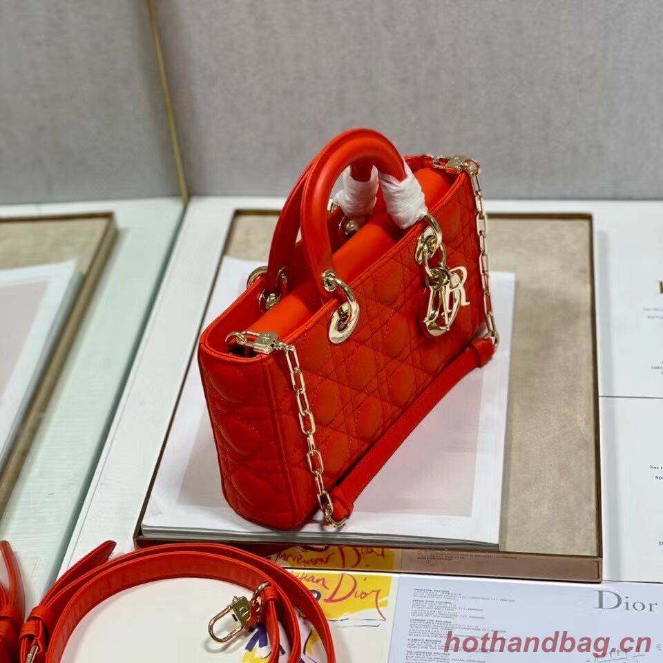 MEDIUM LADY DIOR BAG Cannage Lambskin C2820 red orange