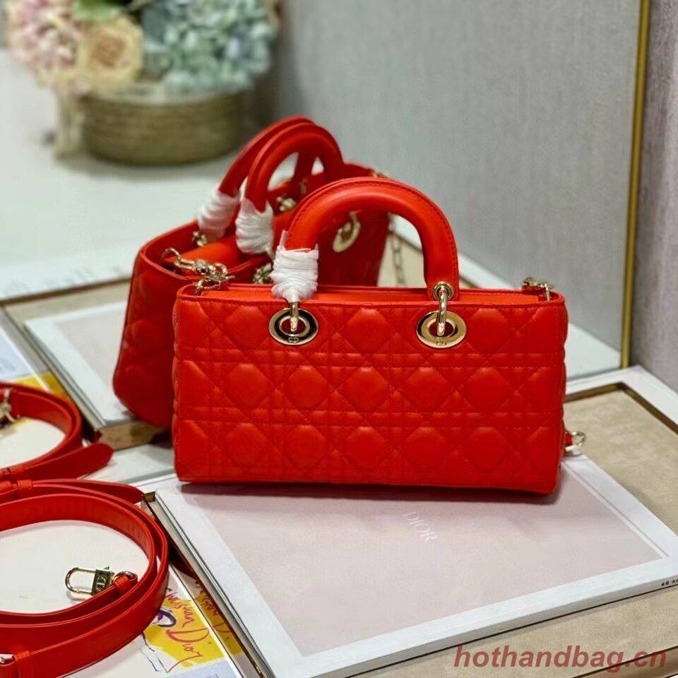 MEDIUM LADY DIOR BAG Cannage Lambskin C2820 red orange