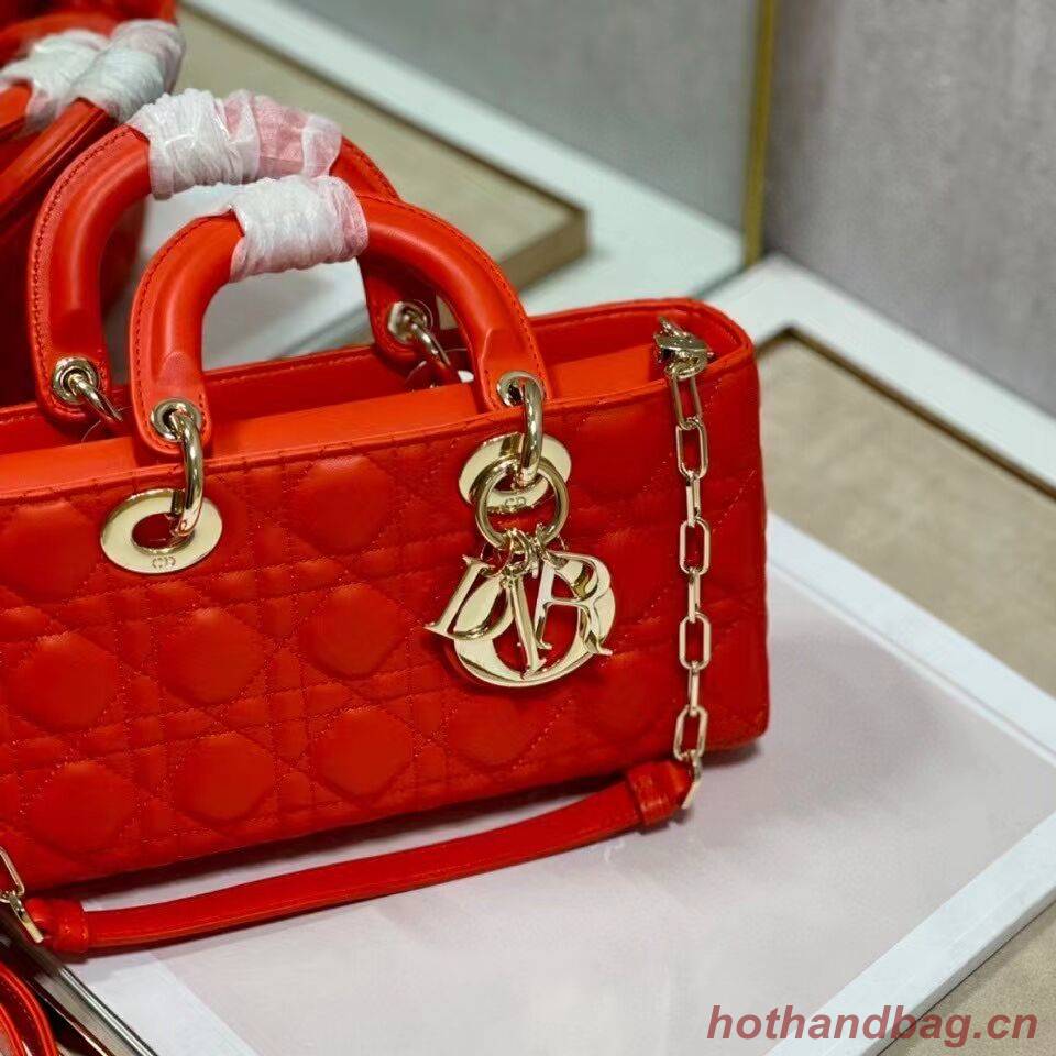 MEDIUM LADY DIOR BAG Cannage Lambskin C2820 red orange