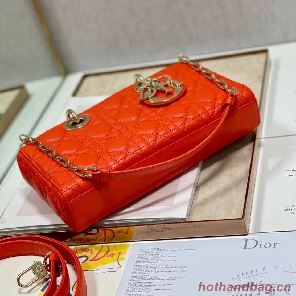 MEDIUM LADY DIOR BAG Cannage Lambskin C2820 red orange