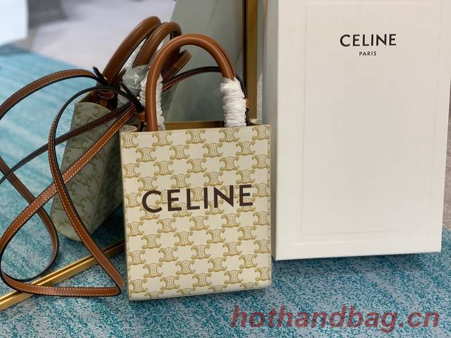 Celine MINI CABAS VERTICAL IN TRIOMPHE CANVAS 194372 white