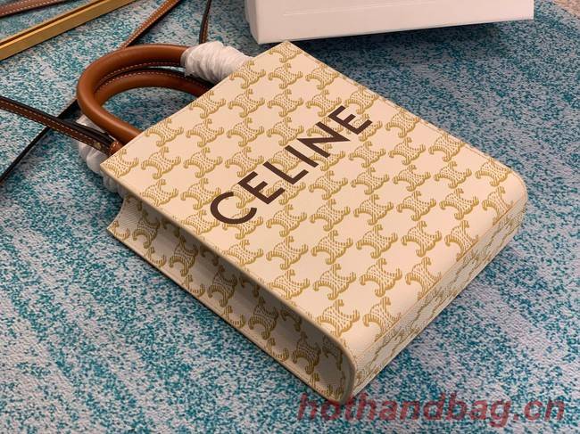 Celine MINI CABAS VERTICAL IN TRIOMPHE CANVAS 194372 white