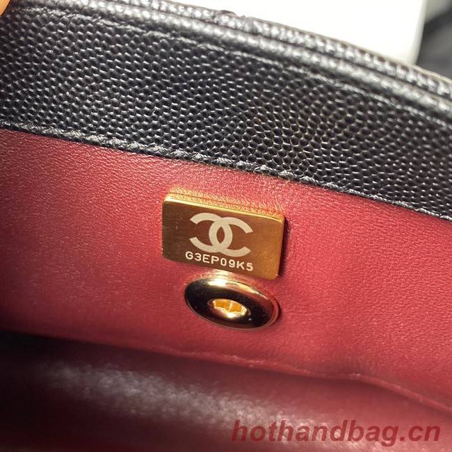 Chanel flap bag with red top handle Grained Calfskin A92990 black