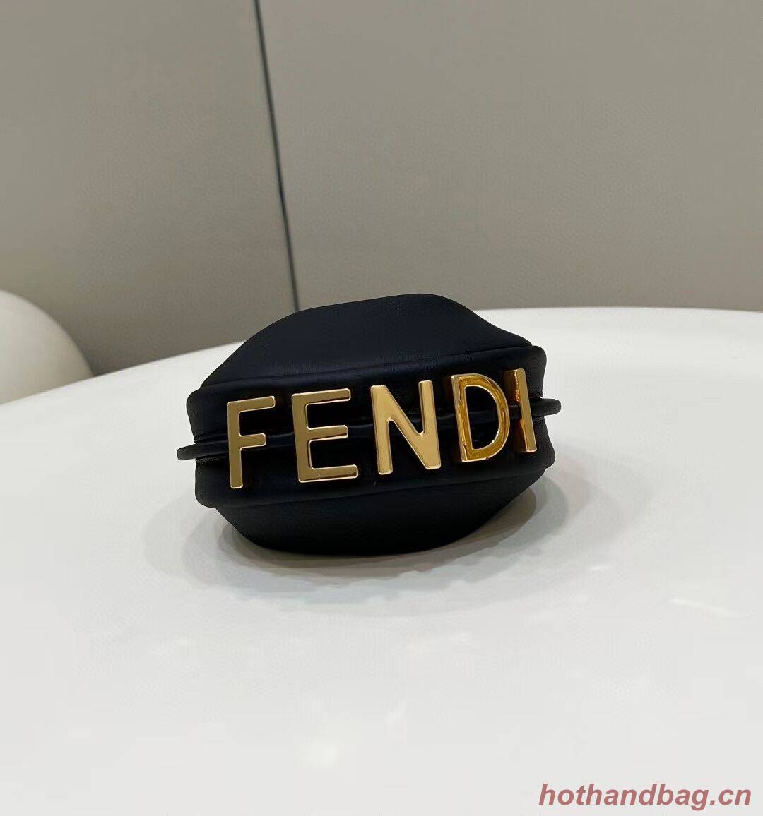 Fendi Nano Fendigraphy black leather charm 7AS089A