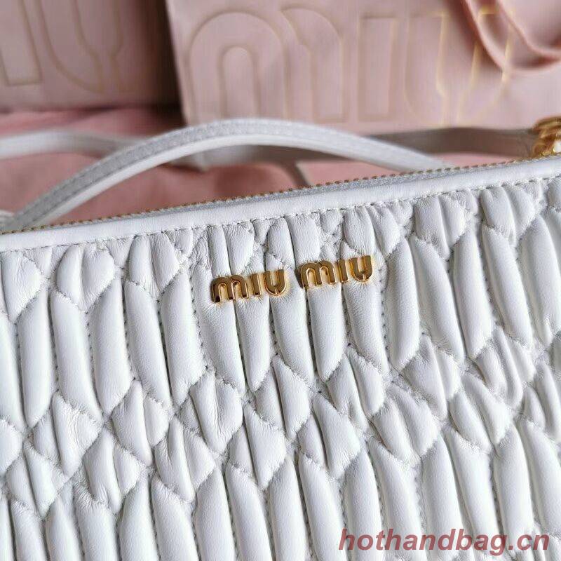 miu miu Matelasse Nappa Leather Shoulder Bag 6BH225 white