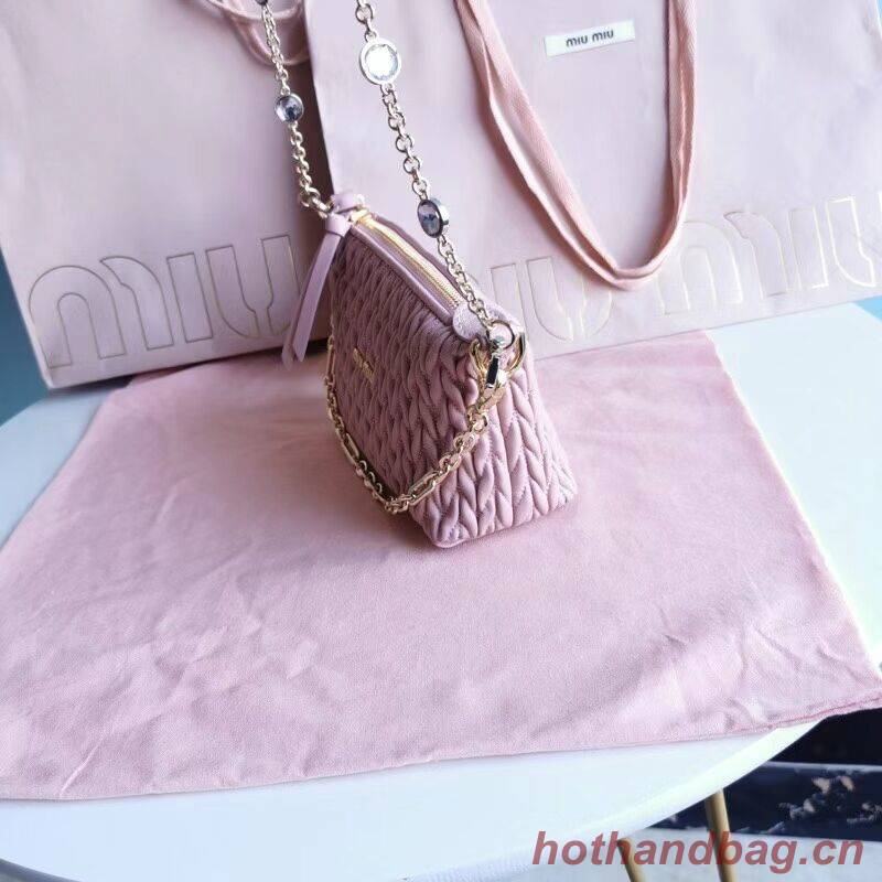 miu miu Matelasse Nappa Leather mini Shoulder Bag 6BE641 pink