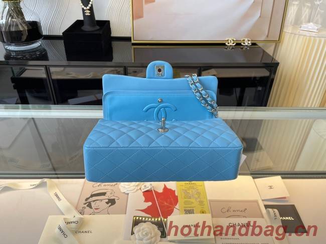 Chanel classic handbag Lambskin&silver Metal 01112 sky blue