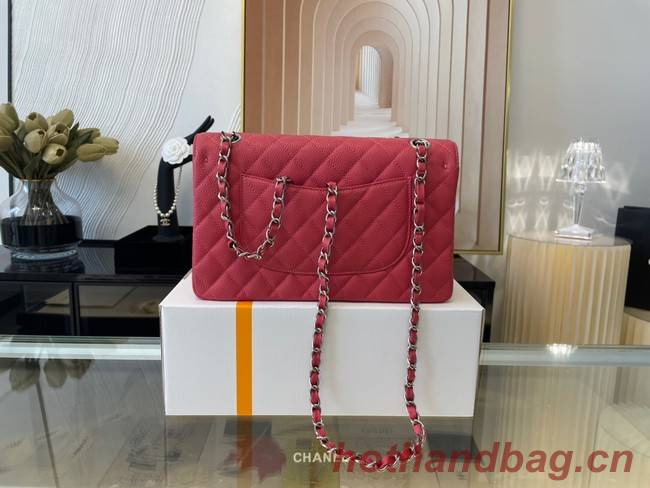 Chanel classic handbag Grained Calfskin&silver Metal 01112 red