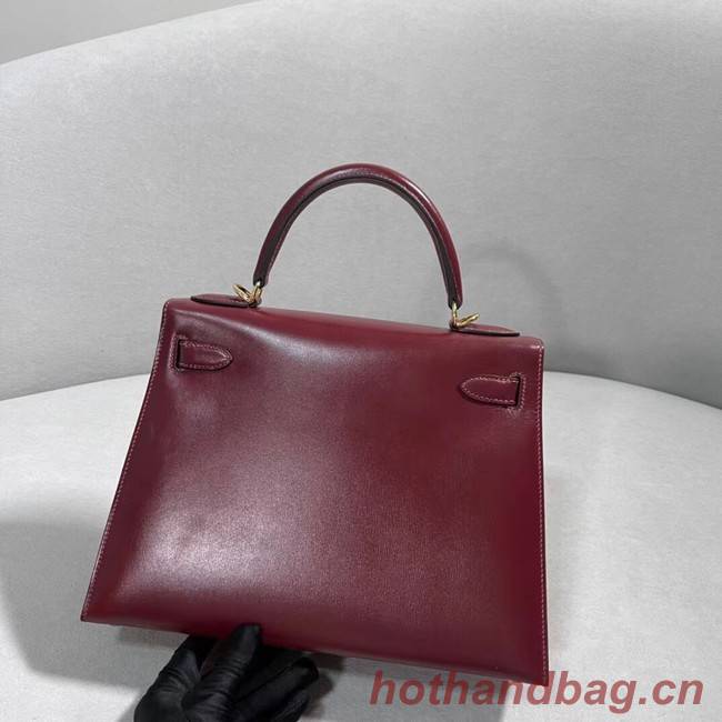 Hermes BOX Leather Bag KL28 Burgundy