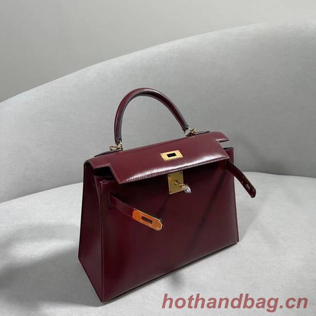 Hermes BOX Leather Bag KL28 Burgundy