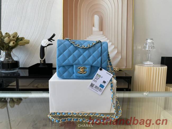 Chanel MINI Flap Bag Original Sheepskin Leather 1115 sky blue