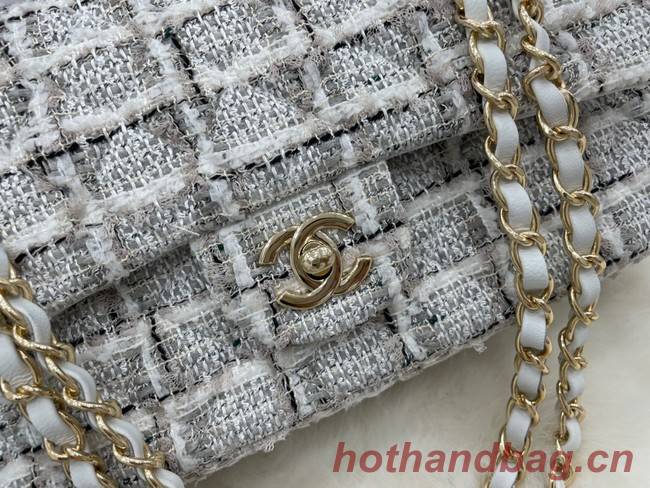 CHANEL Tweed Braided Sheepskin  & Gold-Tone Metal AS01112-1 gray