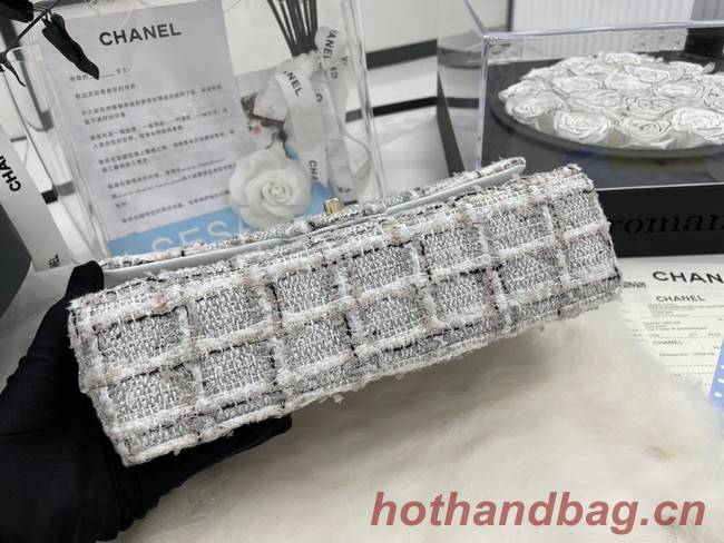 CHANEL Tweed Braided Sheepskin  & Gold-Tone Metal AS01112-1 gray