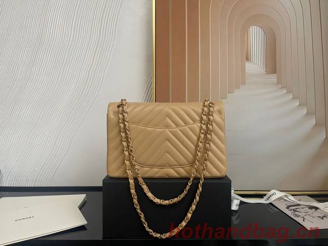 Chanel classic handbag Lambskin & silver Metal V01112 brown