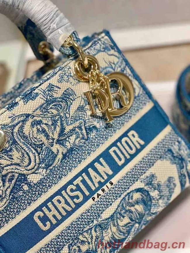 DIOR MEDIUM LADY D-LITE BAG Embroidery M0565OR blue