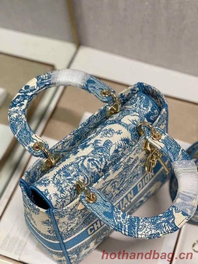 DIOR MEDIUM LADY D-LITE BAG Embroidery M0565OR blue