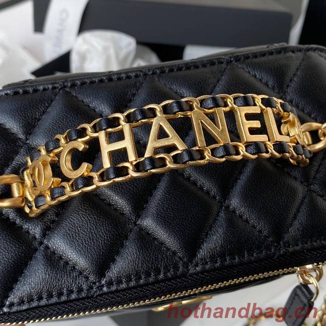 CHANEL HANDBAG Gold-Tone Metal AP2805 black