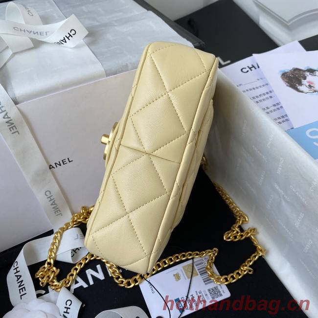 Chanel Flap Lambskin mini Shoulder Bag AS3113 light yellow