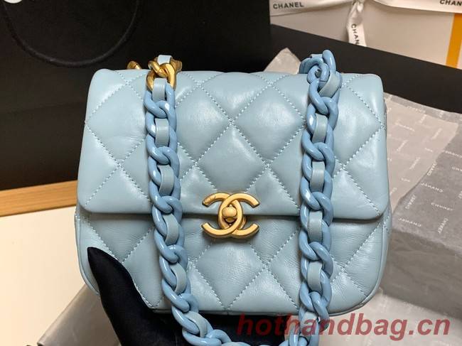 Chanel mini Shoulder Bag Lambskin&Gold-Tone Metal AS3205 sky blue