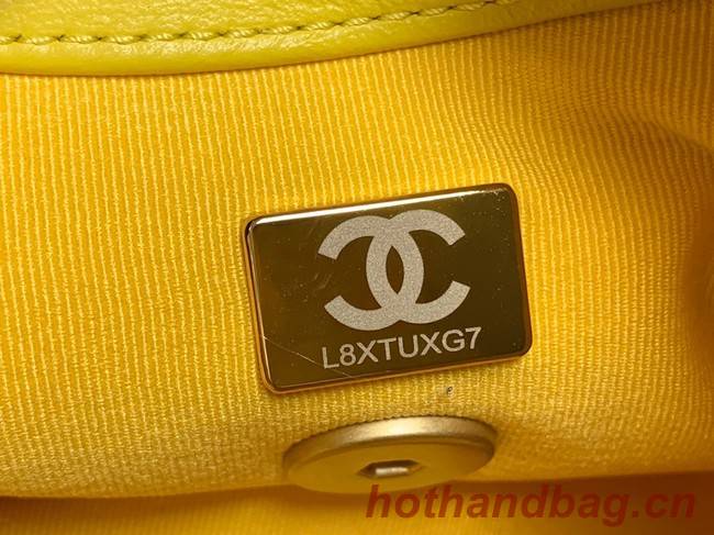 Chanel mini Shoulder Bag Lambskin&Gold-Tone Metal AS3205 yellow