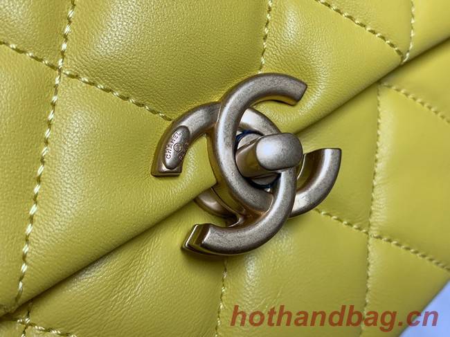 Chanel mini Shoulder Bag Lambskin&Gold-Tone Metal AS3205 yellow