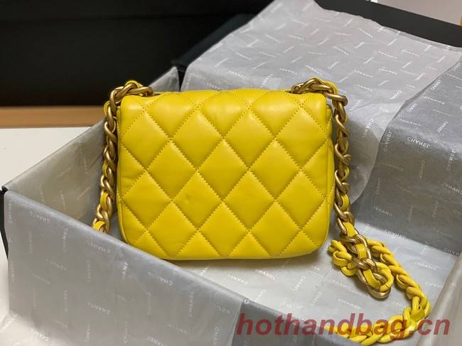 Chanel mini Shoulder Bag Lambskin&Gold-Tone Metal AS3205 yellow